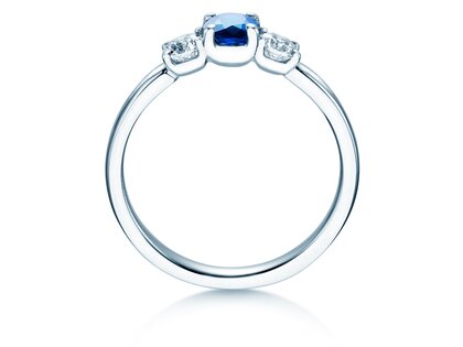 Anillo de compromiso Vivid Petite en 18K oro blanco con zafiro 0,30ct y diamantes 0,30ct