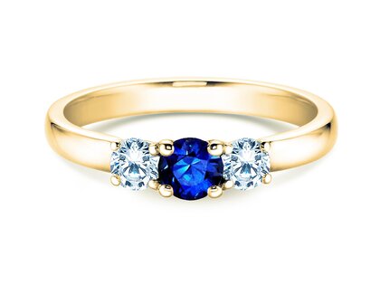 Anillo de compromiso Vivid Petite en 18K oro amarillo con zafiro 0,30ct y diamantes 0,30ct