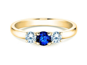 Anillo de compromiso Vivid Petite en 18K oro amarillo con zafiro 0,30ct y diamantes 0,30ct