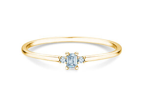 Anillo de compromiso Vivid Petite Emerald Cut en 14K oro amarillo con diamantes 0,10ct G/VS