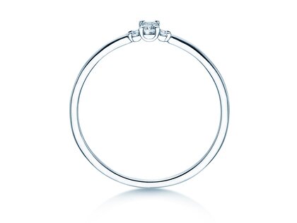 Anillo de compromiso Vivid Petite Emerald Cut en 14K oro blanco con diamantes 0,10ct G/VS