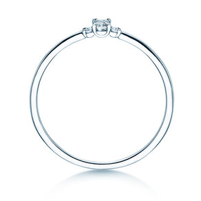 Anillo de compromiso Vivid Petite Emerald Cut en 14K oro blanco con diamantes 0,10ct G/VS