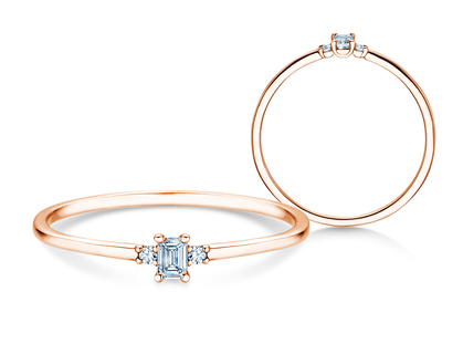 Anillo de compromiso Vivid Petite Emerald Cut en 14K oro rosa con diamantes 0,10ct G/VS