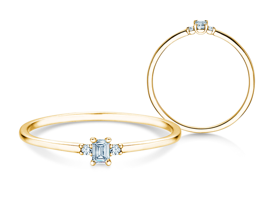 Anillo de compromiso  en 9K oro amarillo con diamantes 0,10ct G/VS