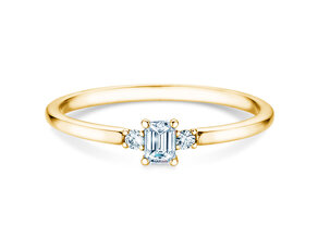Anillo de compromiso Vivid Petite Emerald Cut en oro amarillo