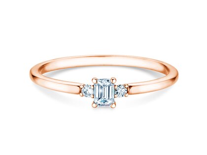Anillo de compromiso Vivid Petite Emerald Cut en oro rosa
