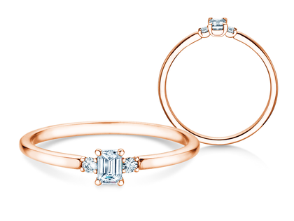 Anillo de compromiso Vivid Petite Emerald Cut en oro rosa