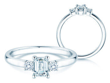 Anillo de compromiso Vivid Petite Emerald Cut en platino