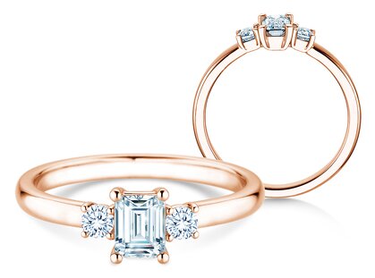 Anillo de compromiso Vivid Petite Emerald Cut en oro rosa