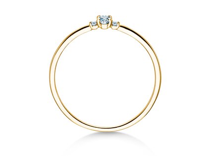Anillo de compromiso Vivid Petite Oval Cut en 14K oro amarillo con diamantes 0,10ct G/SI