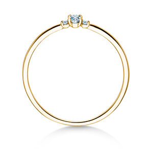 Anillo de compromiso Vivid Petite Oval Cut en 14K oro amarillo con diamantes 0,10ct G/SI
