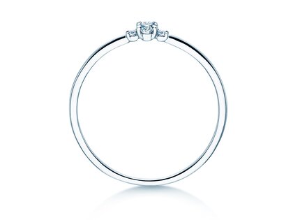 Anillo de compromiso Vivid Petite Oval Cut en 14K oro blanco con diamantes 0,10ct G/SI