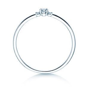 Anillo de compromiso Vivid Petite Oval Cut en 14K oro blanco con diamantes 0,10ct G/SI