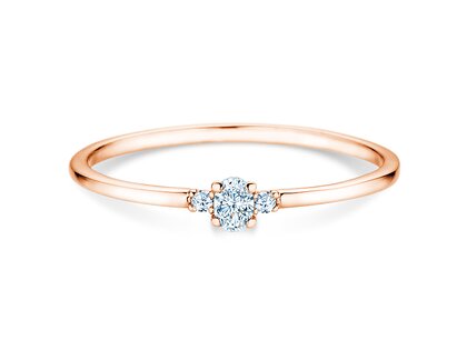 Anillo de compromiso Vivid Petite Oval Cut en 14K oro rosa con diamantes 0,10ct G/SI