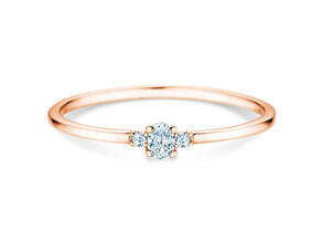 Anillo de compromiso Vivid Petite Oval Cut en 14K oro rosa con diamantes 0,10ct G/SI
