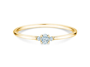 Anillo de compromiso Vivid Petite Oval Cut en 14K oro amarillo con diamantes 0,10ct G/SI