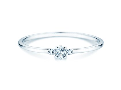 Anillo de compromiso Vivid Petite Oval Cut en 14K oro blanco con diamantes 0,10ct G/SI
