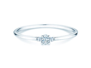Anillo de compromiso Vivid Petite Oval Cut en 14K oro blanco con diamantes 0,10ct G/SI