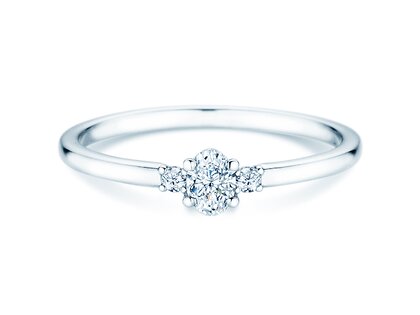 Anillo de compromiso Vivid Petite Oval Cut en 14K oro blanco con diamantes 0,20ct G/SI