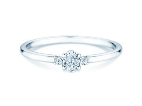 Anillo de compromiso Vivid Petite Oval Cut en 14K oro blanco con diamantes 0,20ct G/SI