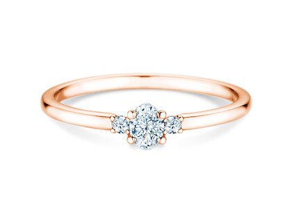 Anillo de compromiso Vivid Petite Oval Cut en 18K oro rosa con diamantes 0,20ct G/SI