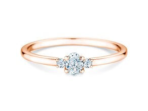 Anillo de compromiso Vivid Petite Oval Cut en 18K oro rosa con diamantes 0,20ct G/SI