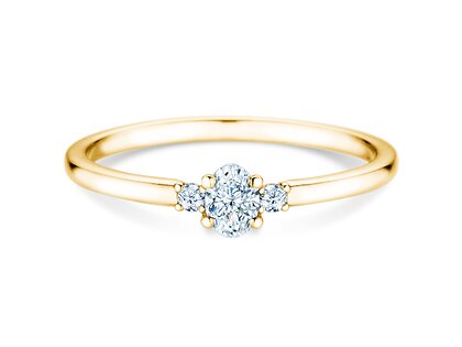 Anillo de compromiso Vivid Petite Oval Cut en oro amarillo