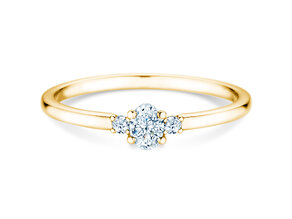 Anillo de compromiso Vivid Petite Oval Cut en oro amarillo