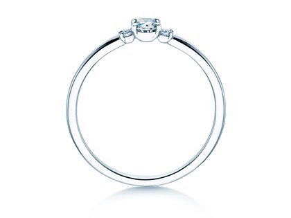 Anillo de compromiso Vivid Petite Oval Cut en 14K oro blanco con diamantes 0,20ct G/SI
