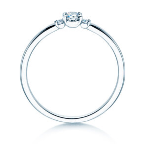 Anillo de compromiso Vivid Petite Oval Cut en 14K oro blanco con diamantes 0,20ct G/SI
