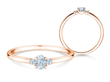 Anillo de compromiso Vivid Petite Oval Cut en 18K oro rosa con diamantes 0,20ct G/SI