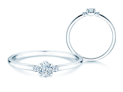 Anillo de compromiso Vivid Petite Oval Cut en 14K oro blanco con diamantes 0,20ct G/SI