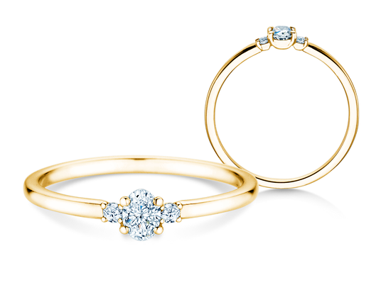 Anillo de compromiso Vivid Petite Oval Cut en oro amarillo