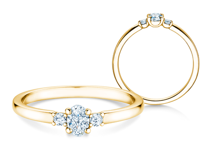 Anillo de compromiso Vivid Petite Oval Cut en 18K oro amarillo con diamantes 0,30ct G/SI