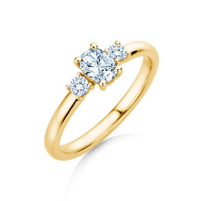 Vivid Petite Oval Cut en 14K oro amarillo con diamantes 0,50ct G/SI