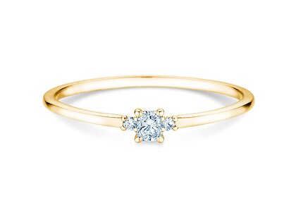 Anillo de compromiso Vivid Petite Radiant Cut en 14K oro amarillo con diamantes 0,20ct G/SI
