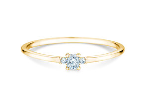 Anillo de compromiso Vivid Petite Radiant Cut en 14K oro amarillo con diamantes 0,20ct G/SI