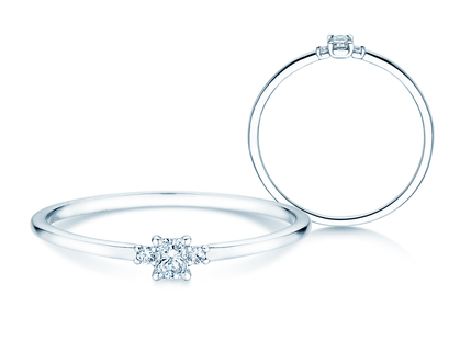 Anillo de compromiso Vivid Petite Radiant Cut en 14K oro blanco con diamantes 0,10ct G/SI
