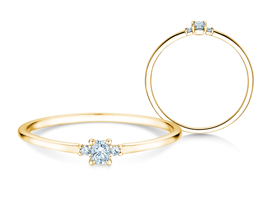 Anillo de compromiso Vivid Petite Radiant Cut en oro amarillo