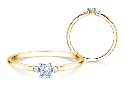 Anillo de compromiso Vivid Petite Radiant Cut en oro amarillo