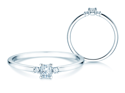 Anillo de compromiso Vivid Petite Radiant Cut en oro blanco