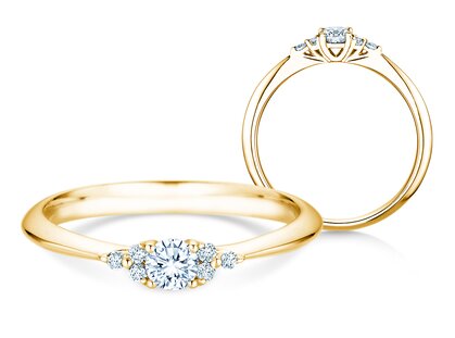 Anillo de compromiso Vivid Diamond en 14K oro amarillo con diamantes 0,21ct G/SI