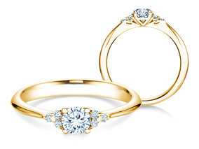 Anillo de compromiso Vivid Diamond en 18K oro amarillo con diamantes 0,43ct G/SI