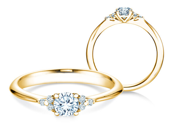 Anillo de compromiso Vivid Diamond en 18K oro amarillo con diamantes 0,43ct G/SI