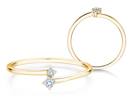 Anillo de compromiso You & Me Classic en 14K oro amarillo con diamantes 0,065ct G/SI