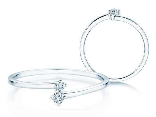 Anillo de compromiso You & Me Classic en 14K oro blanco con diamantes 0,065ct G/SI