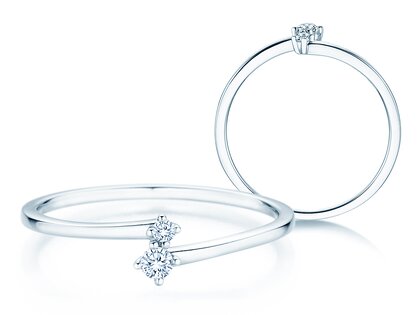 Anillo de compromiso You & Me Classic en 14K oro blanco con diamantes 0,065ct G/SI