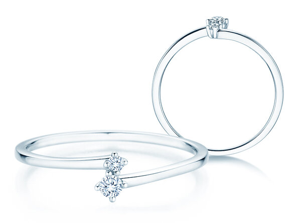 Anillo de compromiso You & Me Classic en 14K oro blanco con diamantes 0,065ct G/SI