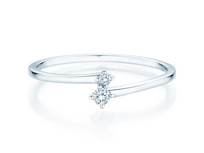 Anillo de compromiso You & Me Classic en 14K oro blanco con diamantes 0,065ct G/SI