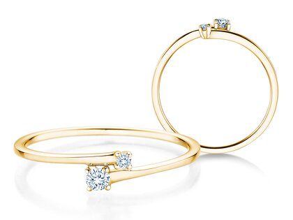 Anillo de compromiso You & Me Modern en 14K oro amarillo con diamantes 0,07ct G/SI